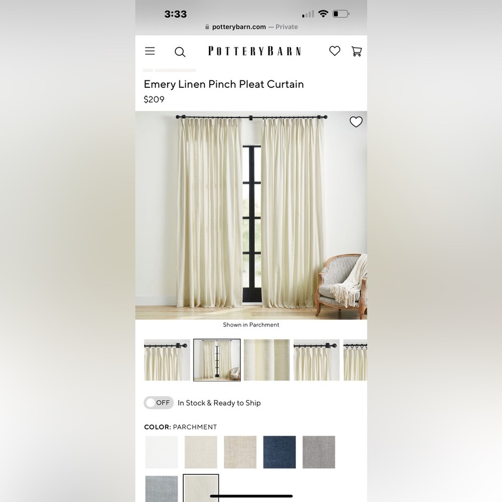 Emery Linen Pinch Pleat Curtain